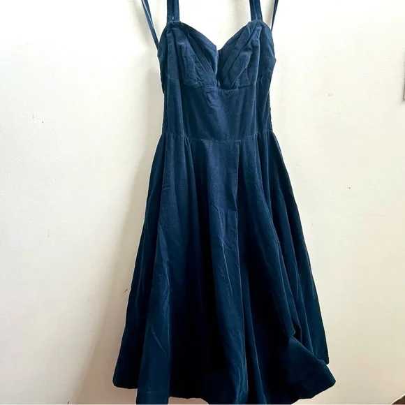 Beautiful dark blue halter midi dress
